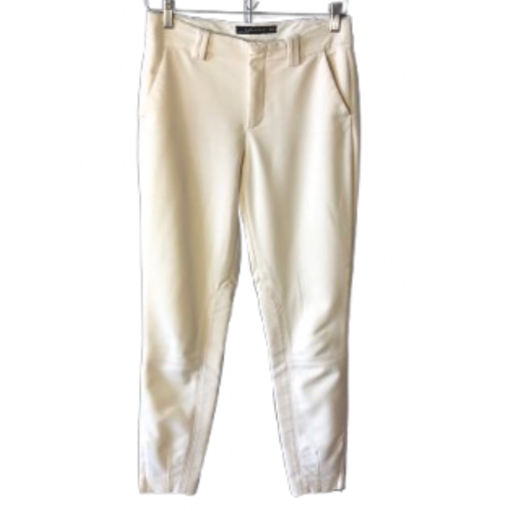 ZARA WOMAN CREAM RIDING PANTS/JODHPURS • STRAIGHT LEG • ZIPPERS AT HEM • Sz XS
